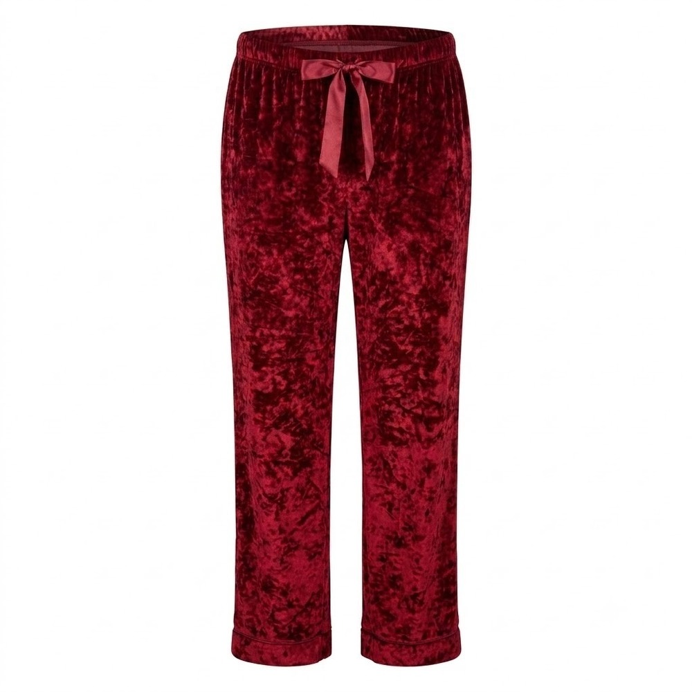 Lord & Taylor Womens Red Crushed Velvet Lounge Pajama Pants Large